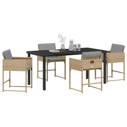 Tuin eettafelset 5 pcs Beige poly rattan