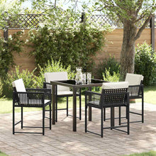 Tuin eettafelset 5 pcs Zwart poly rattan