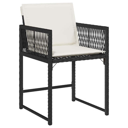 Tuin eettafelset 5 pcs Zwart poly rattan