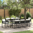 Garden Dining Set 9 Pcs Poly Rattan Black and Cream White