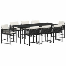Tuin Eettafelset 9 Pcs Zwart Poly Rattan