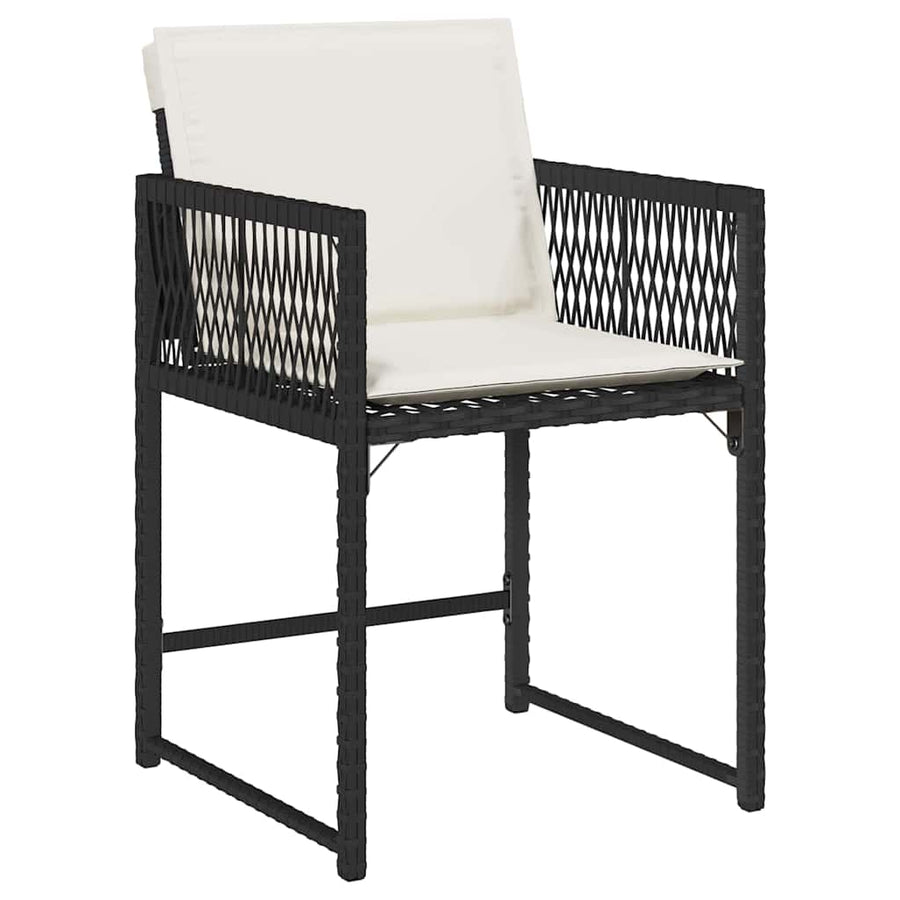 Tuin Eettafelset 9 Pcs Zwart Poly Rattan