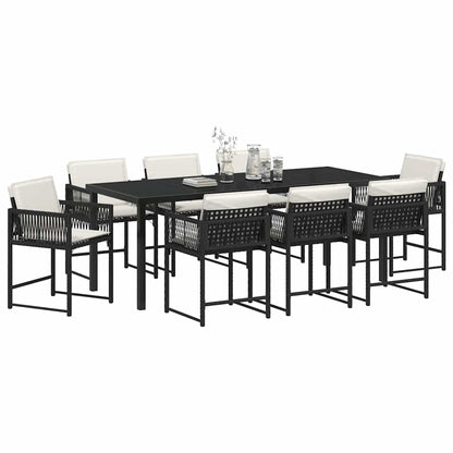Tuin Eettafelset 9 Pcs Zwart Poly Rattan
