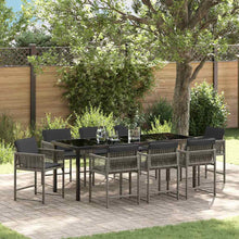 Tuin Eettafelset 9 Pcs Grijs Poly Rattan
