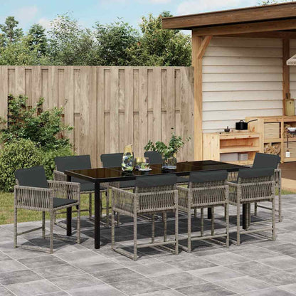 Tuin Eettafelset 9 Pcs Grijs Poly Rattan