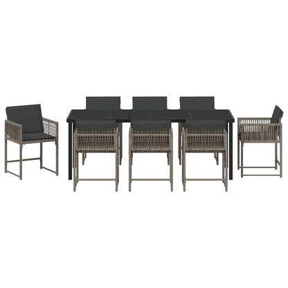 Tuin Eettafelset 9 Pcs Grijs Poly Rattan
