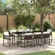 Tuin eettafelset 9-delig poly rattan bruin
