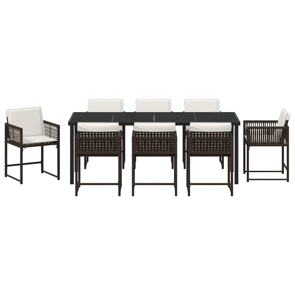 Tuin Eettafelset 9 Pcs Bruin Poly Rattan