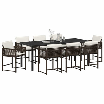 Tuin Eettafelset 9 Pcs Bruin Poly Rattan