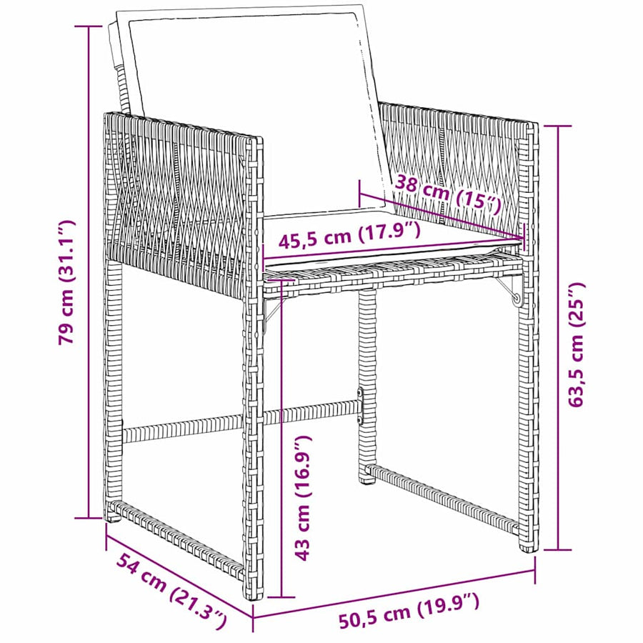 Tuin Eettafelset 9 Pcs Bruin Poly Rattan