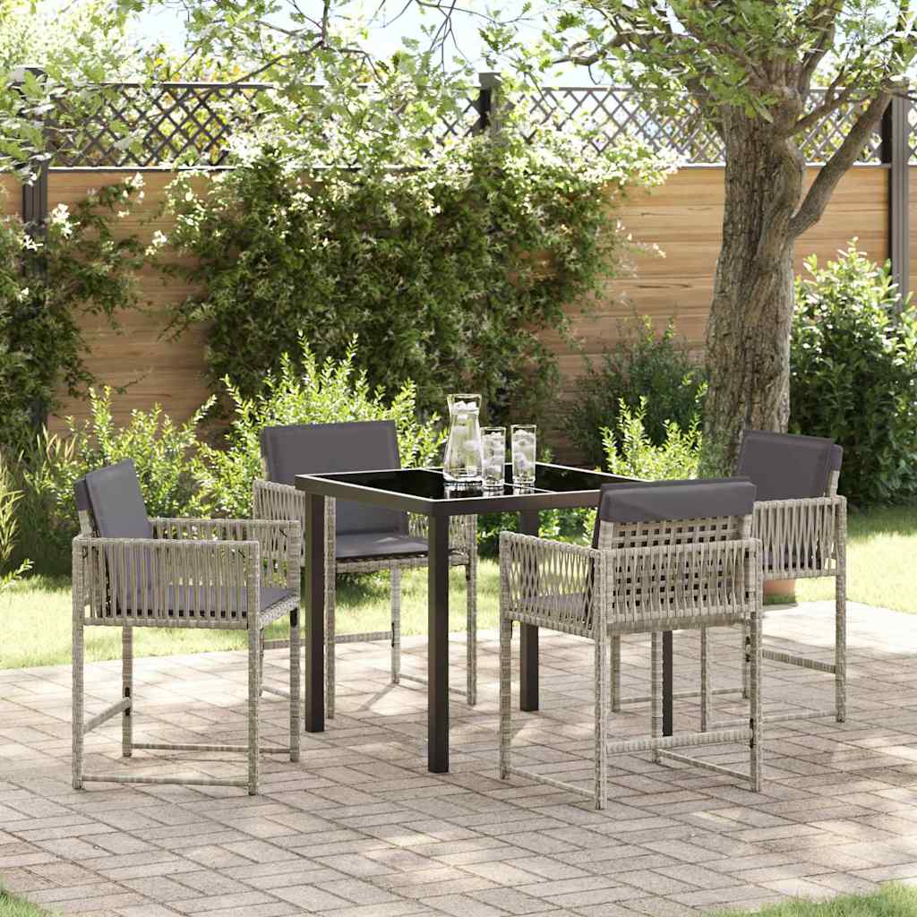 Tuin eettafelset 5 pcs Lichtgrijs poly rattan