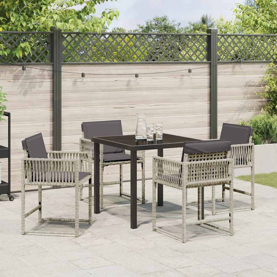 Tuin eettafelset 5 pcs Lichtgrijs poly rattan