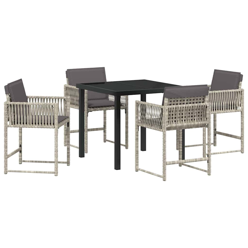 Tuin eettafelset 5 pcs Lichtgrijs poly rattan