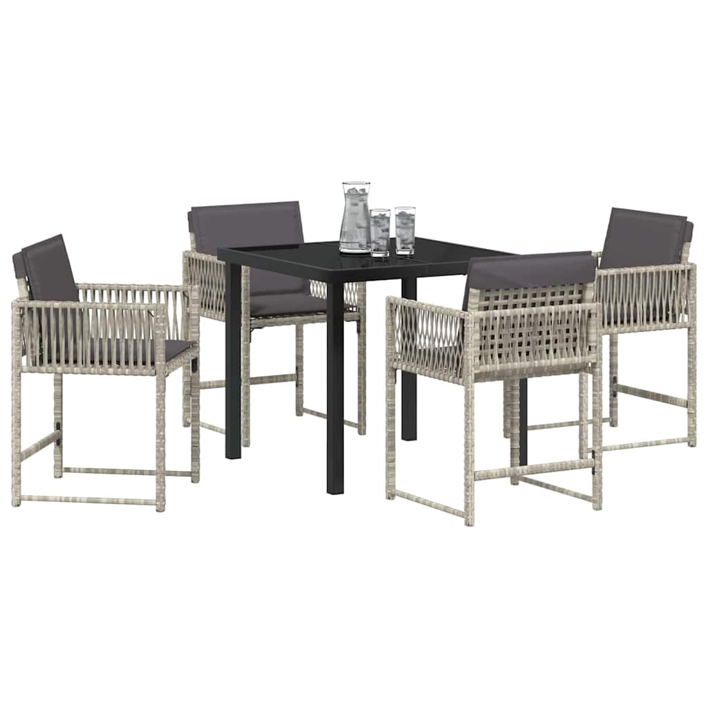 Tuin eettafelset 5 pcs Lichtgrijs poly rattan