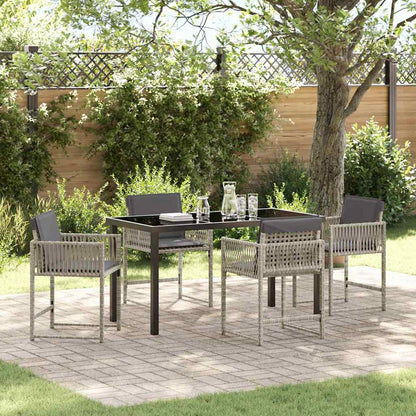 Tuin eettafelset 5 pcs Lichtgrijs poly rattan