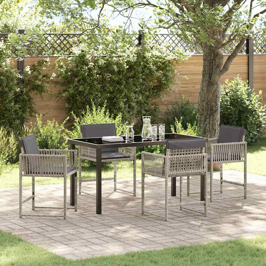 Tuin eettafelset 5 pcs Lichtgrijs poly rattan