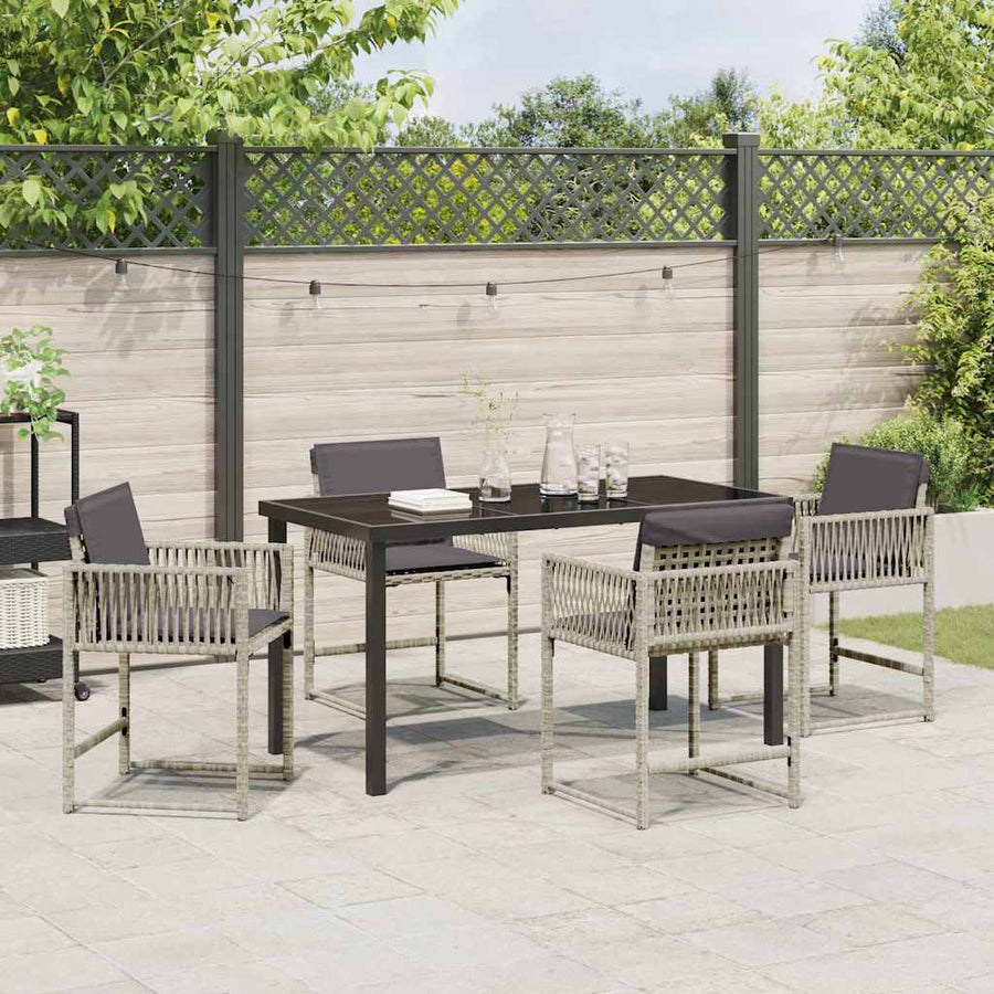 Tuin eettafelset 5 pcs Lichtgrijs poly rattan