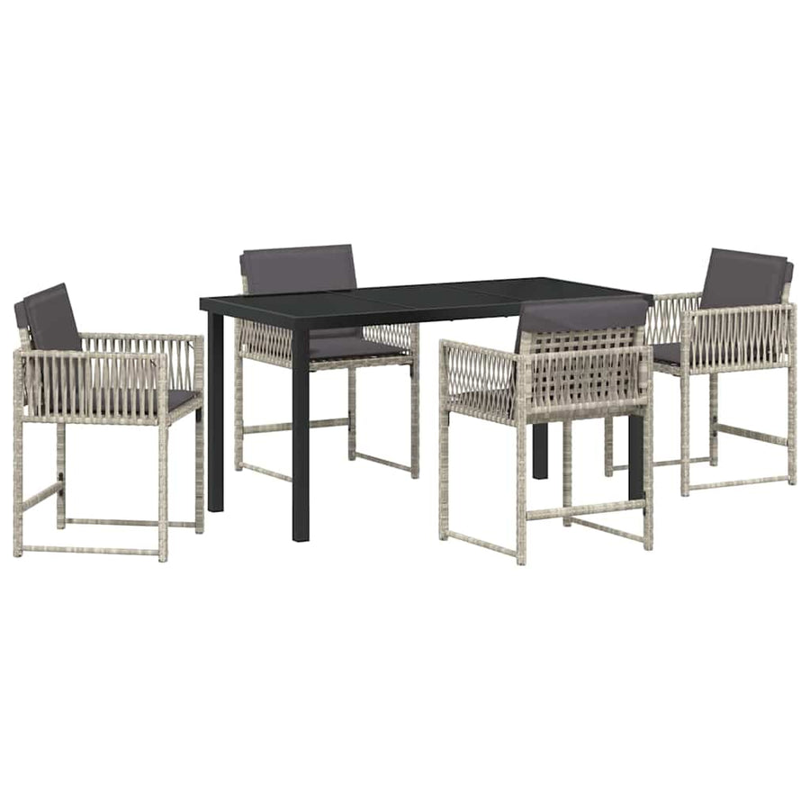 Tuin eettafelset 5 pcs Lichtgrijs poly rattan