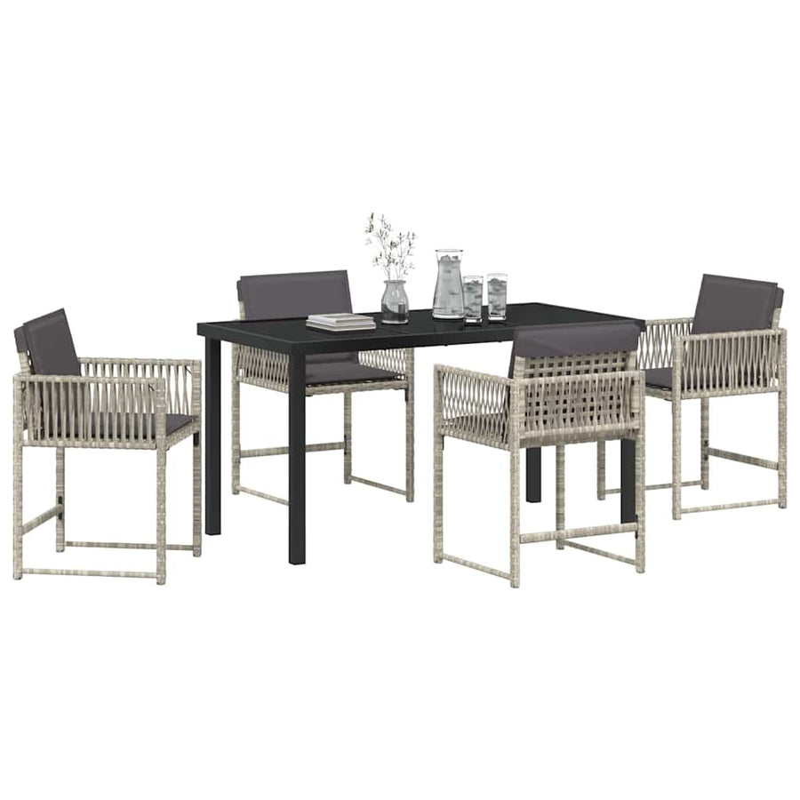 Tuin eettafelset 5 pcs Lichtgrijs poly rattan