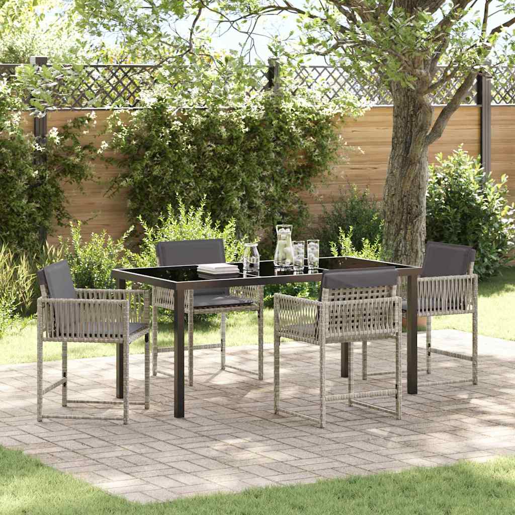 Tuin eettafelset 5 pcs Lichtgrijs poly rattan