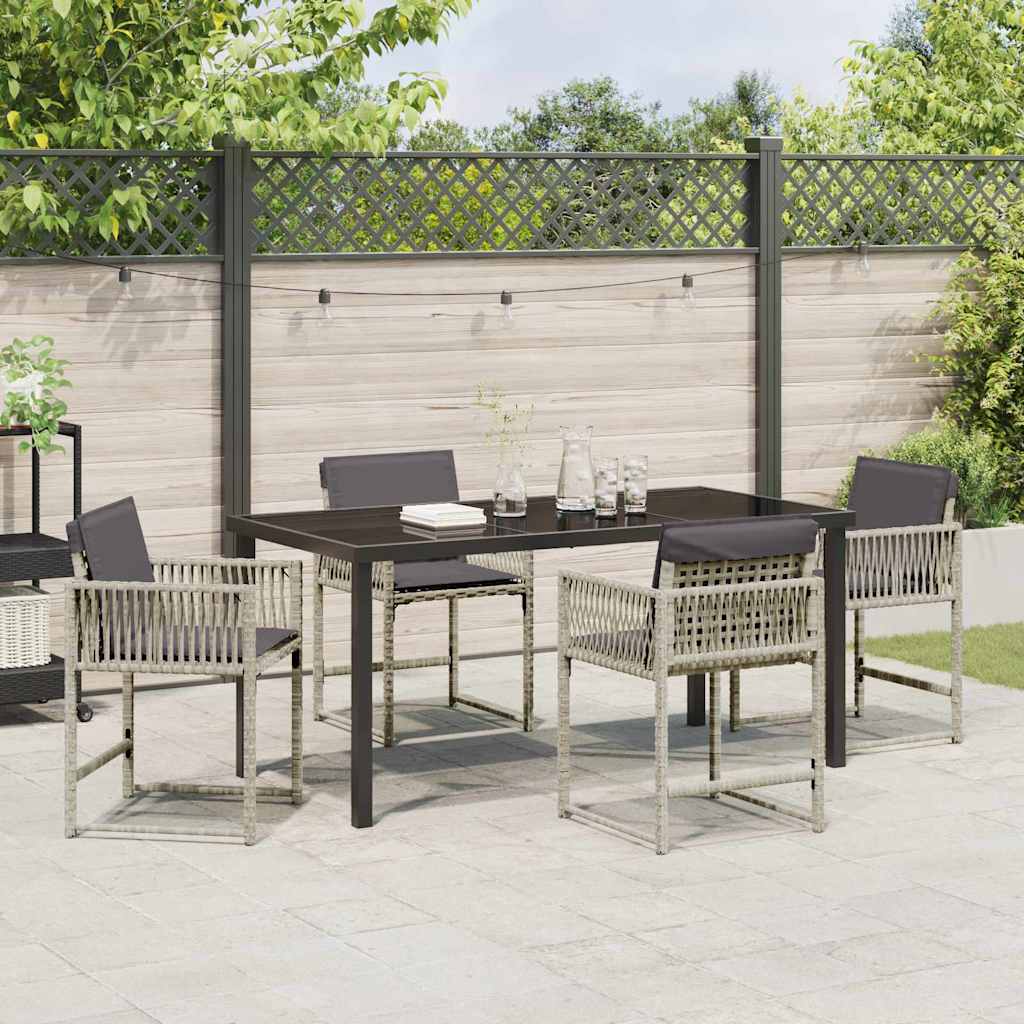Tuin eettafelset 5 pcs Lichtgrijs poly rattan