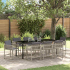 Garden Dining Set 9 Pcs Poly Rattan Light Grey