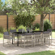 Tuin eettafelset 8-persoons poly rattan lichtgrijs 200 cm