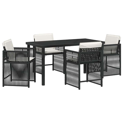 Tuin eettafelset 5 pcs Zwart poly rattan