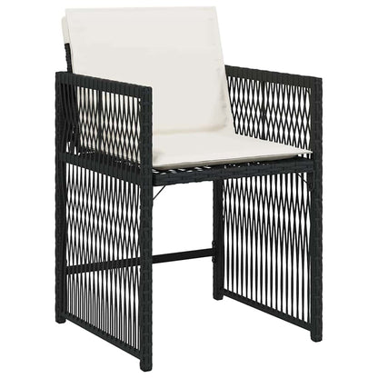 Tuin eettafelset 5 pcs Zwart poly rattan