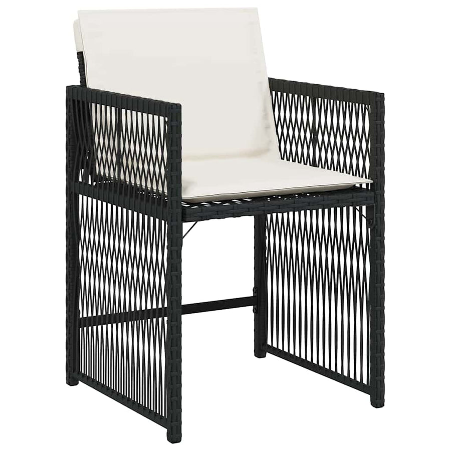 Tuin eettafelset 5 pcs Zwart poly rattan