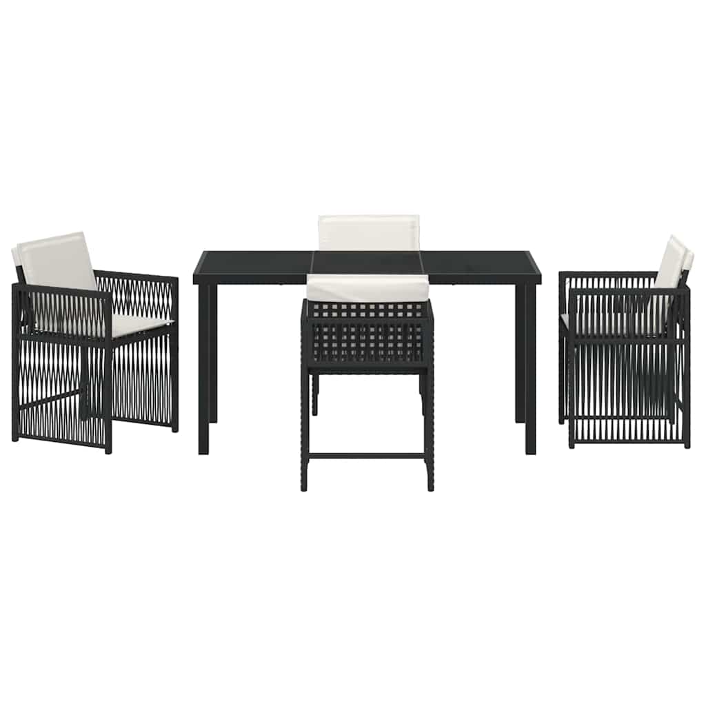 Tuin eettafelset 5 pcs Zwart poly rattan