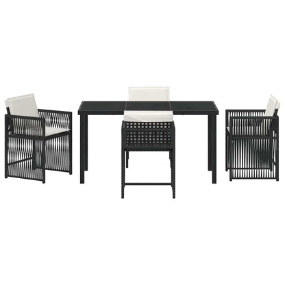 Tuin eettafelset 5 pcs Zwart poly rattan