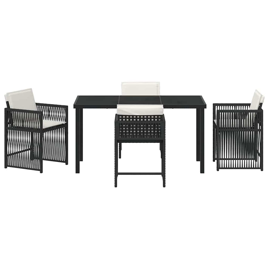 Tuin eettafelset 5 pcs Zwart poly rattan