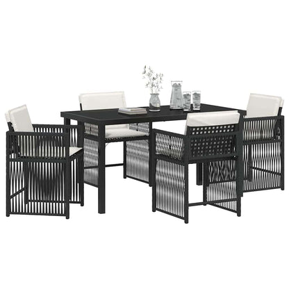 Tuin eettafelset 5 pcs Zwart poly rattan