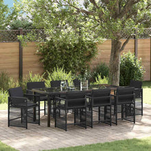 Tuin Eettafelset 9 Pcs Zwart Poly Rattan