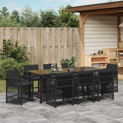 Tuin Eettafelset 9 Pcs Zwart Poly Rattan