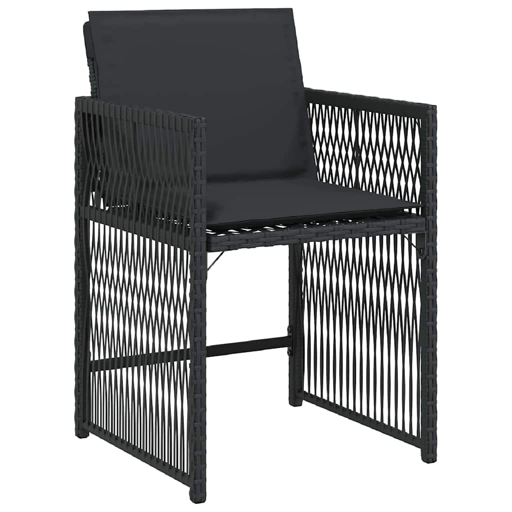 Tuin Eettafelset 9 Pcs Zwart Poly Rattan