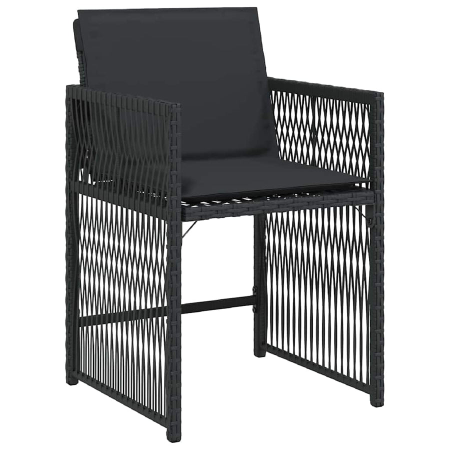 Tuin Eettafelset 9 Pcs Zwart Poly Rattan
