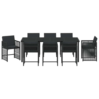 Tuin Eettafelset 9 Pcs Zwart Poly Rattan