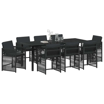 Tuin Eettafelset 9 Pcs Zwart Poly Rattan