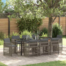 Tuin Eettafelset 9 Pcs Poly Rattan 8-persoons Grijs 200 cm