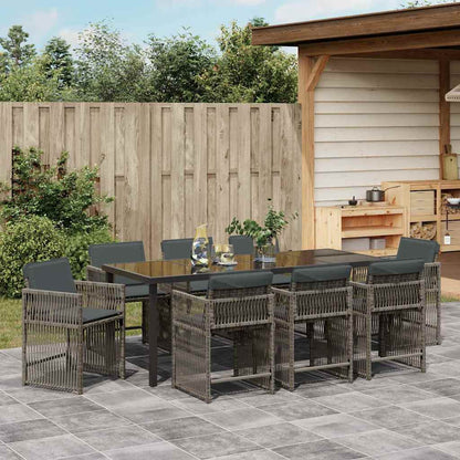 Tuin Eettafelset 9 Pcs Poly Rattan 8-persoons Grijs 200 cm