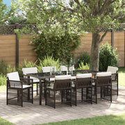Tuin eettafelset 9-delig poly rattan bruin