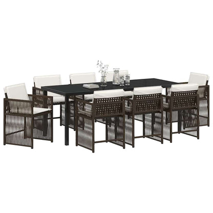 Tuin Eettafelset 9 Pcs Bruin Poly Rattan