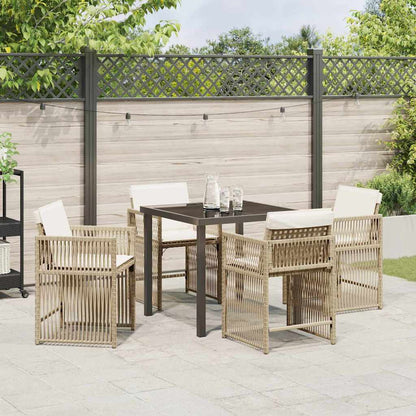 Tuin Eettafelset 5 Pcs Poly Rattan Beige 80 cm