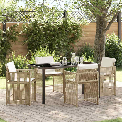 Tuin eettafelset 5 pcs Beige poly rattan