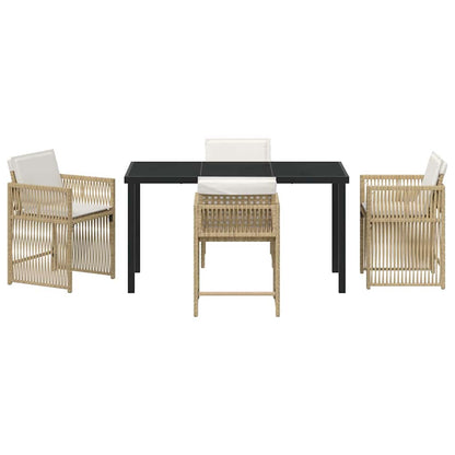 Tuin eettafelset 5 pcs Beige poly rattan