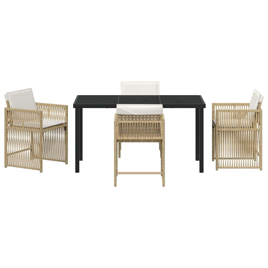 Tuin eettafelset 5 pcs Beige poly rattan