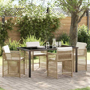 Tuin eettafelset 5-delig poly rattan beige