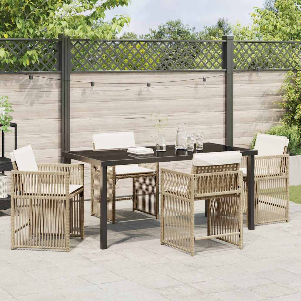 Tuin eettafelset 5 pcs Beige poly rattan